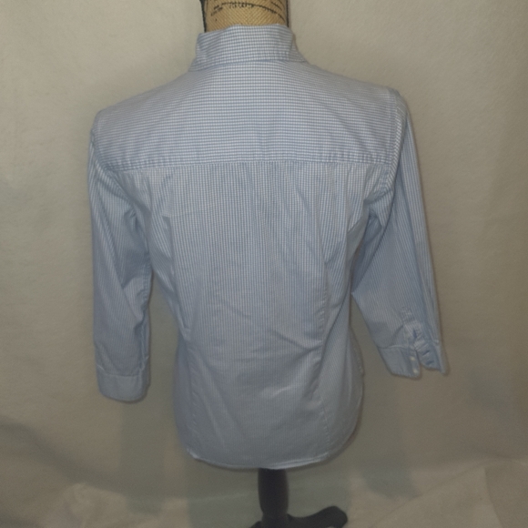 Izod Women's Checkered Blue Long Sleeve Casual Shirt Petite Small - Picture 3 of 10